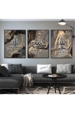 Fundal din marmură neagră islamică, pictură pe p&acirc;nză cu caligrafie arabă, poster cu citate islamice despre Allah, imprimeu artistic simplu