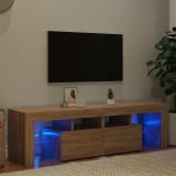 Comodă TV cu lumini LED, stejar sonoma, 140x36,5x40 cm