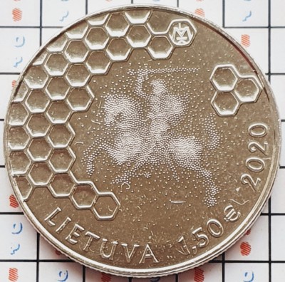 1083 Lituania 1&amp;frac12; Euro 2020 Tree Beekeeping km 255 UNC foto