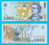Romania (p#106) 1.000 Lei 1998 UNC &#039;Eminescu&#039; serie: 014C2247446 Filigran mare italic