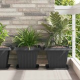 vidaXL Vază pătrată pentru flori 24 pcs Negru 43 x 43 x 33.5 cm 42020353