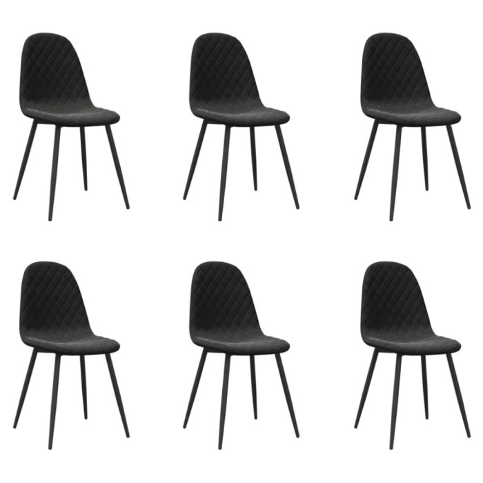 Scaune de sufragerie, 6 buc, negru, catifea