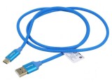 Cablu USB 2.0 A la C, 1m, aurit, albastru
