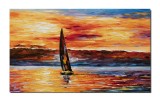Cumpara ieftin Tablou pictat manual Velier la asfintit, 100x60cm ulei pe panza in cutit efect 3D, Spectaculos