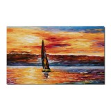 Tablou pictat manual Velier la asfintit, 100x60cm ulei pe panza in cutit efect 3D, Spectaculos