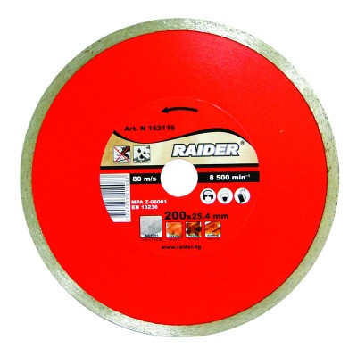 Disc diamantat continuu Raider, 200 x 22.2 mm, taiere umeda foto
