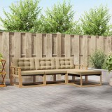 vidaXL Set Canapele Exterior Lemn Masiv Acacia Alb Bej 4 Piese Pernă Gradina Terasa Durabil