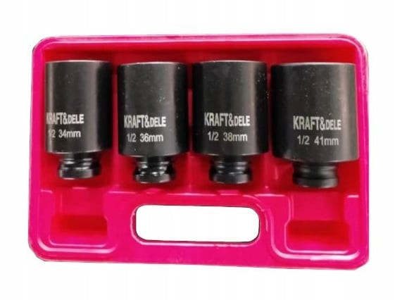 Set trusa chei tubulare impact 34-41mm bihexagonale 12 colturi 4 piese intarite pistol impact (KD11754)