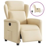 VidaXL Fotoliu rabatabil electric, crem, material textil