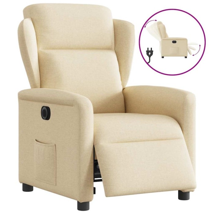 vidaXL Fotoliu rabatabil electric, crem, material textil 3303122