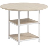 HOMCOM Masă Rotundă pentru 4-6 Persoane, Industriala, Rafturi Depozitare, 100cm, Stejar | Aosom Romania