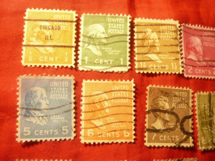 Serie mica SUA 1938 Presedinti SUA , 21 valori stampilate