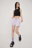 Levi&#039;s pantaloni scurti din bumbac femei, culoarea violet, neted, high waist