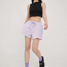 Levi's pantaloni scurti din bumbac femei, culoarea violet, neted, high waist