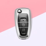 Husa Cheie Auto FORD TPU+PC SILVER cu Butoane Negre Cheie Briceag (Ford Focus, Fiesta,Transit) AutoProtect KeyCars, Oem