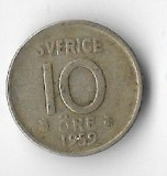 Moneda 10 ore 1959 - Suedia, 1,44 g argint 0,400