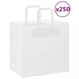 Pungi H&acirc;rtie Albe 26x17x25 cm, 250 buc, M&acirc;nere, VidaXL, Sacose Cadou, Transport, Reciclabile, Kraft 80 g/mp, Max 7 kg