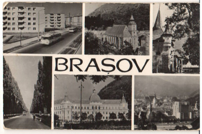 CPIB 18079 CARTE POSTALA - BRASOV, MOZAIC, RPR, TROLEIBUZ foto