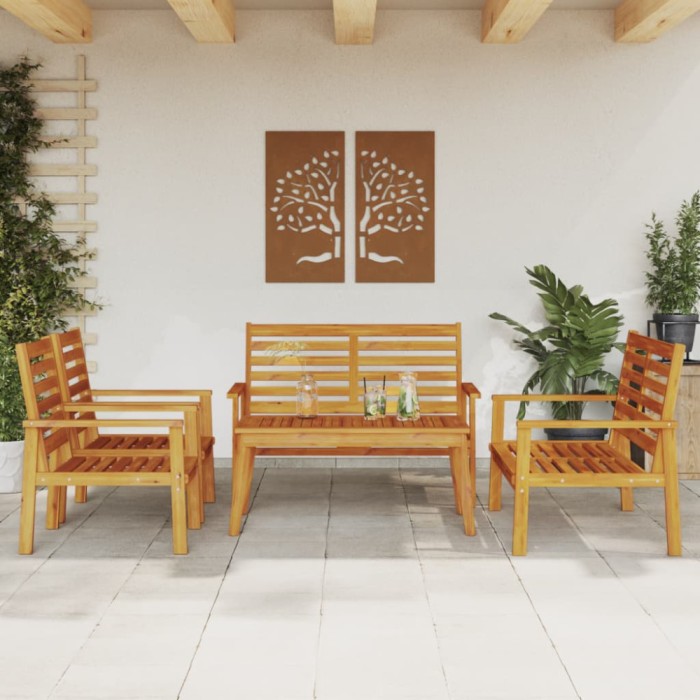 vidaXL Set lounge de gradină 5 piese din lemn masiv de salc&acirc;m