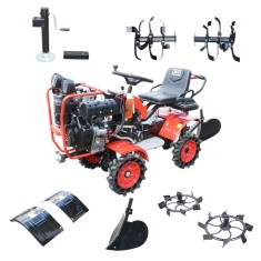 Mini tractor 4x4 diesel THOR 17 CP cu freza 1050 mm si accesorii