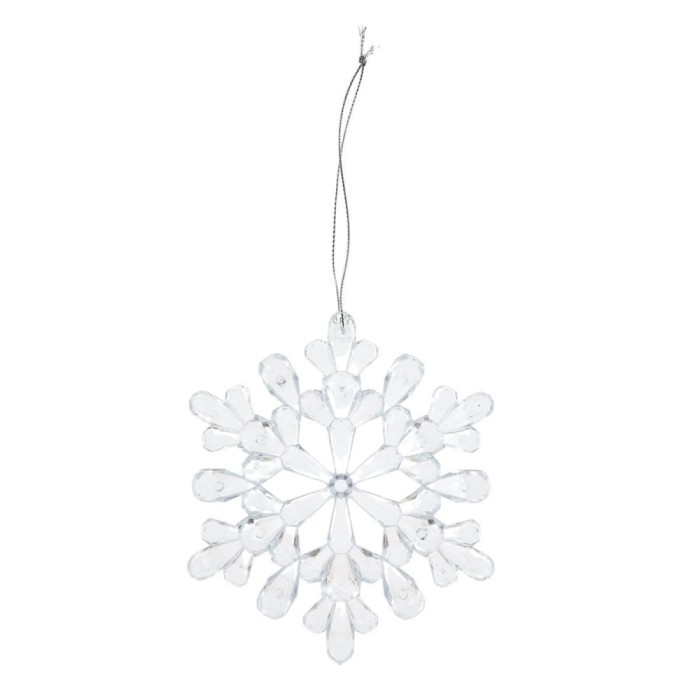 Decoratiune Craciun, fulg de zapada, transparent, 11 x 1.2 x 12.5 cm, set 3 bucati, SYDD-0317