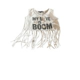 Tricou copil, model cu franjuri, culoarea alb, marimea 2-3 ani