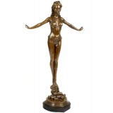 Doamna in bikini- statueta din bronz pe soclu din marmura BR-163