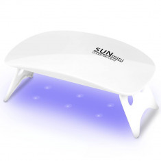 Mini Lampa UV LED Velixo®, pentru Manichiura, Acasa, Portabila, 18W, 6 Leduri UV, cablu USB, pentru Uscarea Gelului Aplicat pe Unghii, Alb