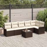 Cumpara ieftin Set de canapele pentru grădină cu pernă 7 pcs Maro Rattan poli