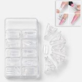 Set Forme Reutilizabile pentru Unghii, Square, 100 buc, cu 5 Clipsuri, Transparent, CMCLASS