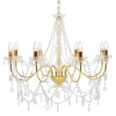 Gossi candelabru cu margele, auriu, 8 becuri e14