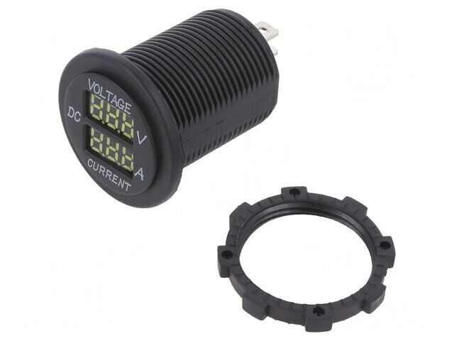 Voltmetru Digital 5-30V DC 1-15A Negru Alb