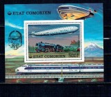 Comores 1977 - Locomotive, dirijabile, Zeppelin, colita neuzata