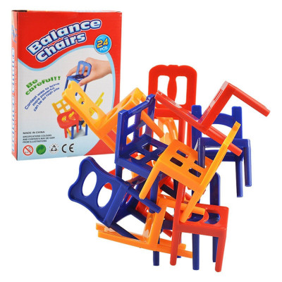 Joc de echilibru si constructie, scaune colorate, 24 bucati foto