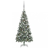 VidaXL Brad Crăciun artificial pre-iluminat globuri/conuri pin 210 cm