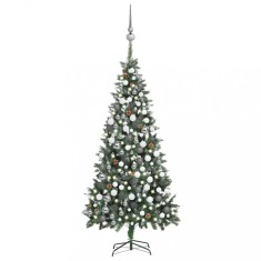 vidaXL Brad Crăciun artificial pre-iluminat globuri/conuri pin 210 cm
