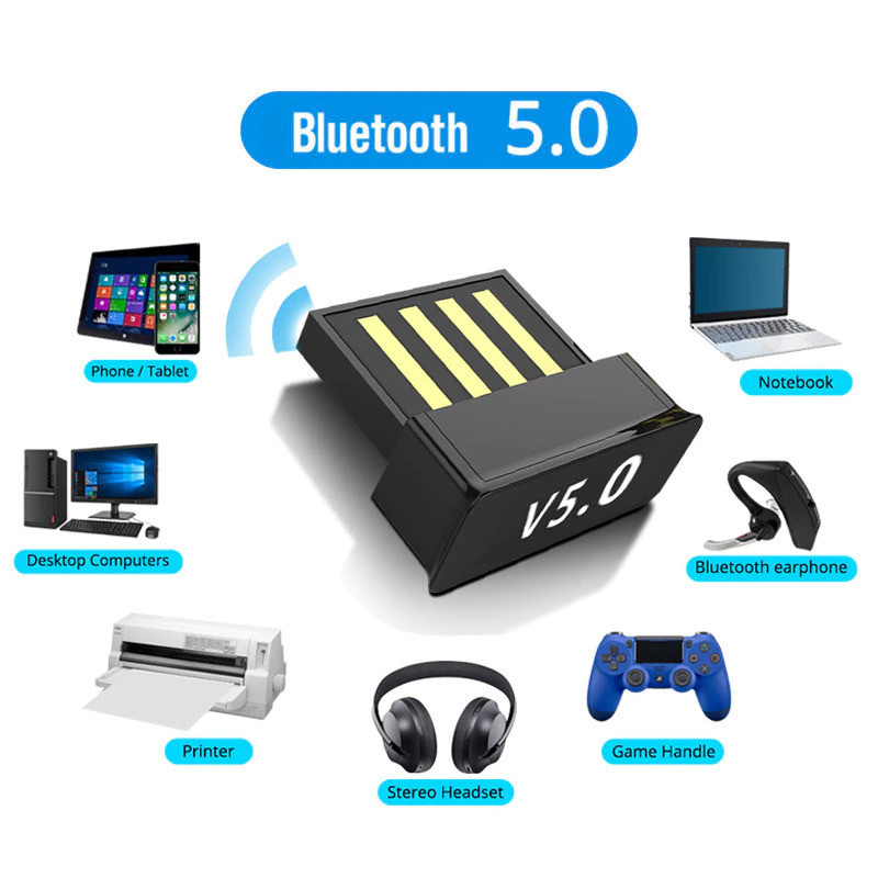 Mini adaptor USB Bluetooth 5.0 pt PC laptop mouse tastatura casti boxa  portabila | Okazii.ro