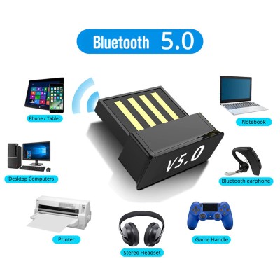 Mini adaptor USB Bluetooth 5.0 pt PC laptop mouse tastatura casti boxa portabila foto