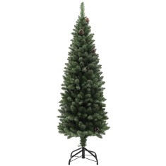 HOMCOM Brad de Crăciun &Icirc;nzăpezit &Icirc;nalt cu 395 Crengi, Brad Artificial de Crăciun cu Conuri și Bază, &Oslash;54 x 150 cm, Verde | Aosom Romania