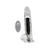 Vibratoare realiste - Loving Joy Vibrator Realist cu Testicule si Ventuza 20 cm Transparent cu Telecomanda