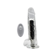 Vibratoare realiste - Loving Joy Vibrator Realist cu Testicule si Ventuza 20 cm Transparent cu Telecomanda