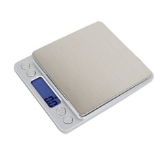 Cantar de bucatarie, dimensiuni 10x12.7x1.9 cm, cu display LSD, functie Tara, functionare pe baterii, argintiu