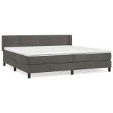 Cumpara ieftin Pat box spring cu saltea, gri inchis, 200x200 cm, catifea
