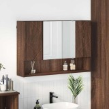 VidaXL Dulap cu oglindă pentru baie cu ușă Stejar brun 80 x 17 x 55 cm 883361