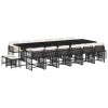 Set mobilier de gradina cu perne, 17 piese, negru, poliratan