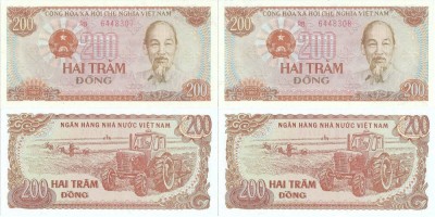 2 &amp;times; 1987 , 200 đồng ( P-100b ) - Vietnam - stare UNC foto