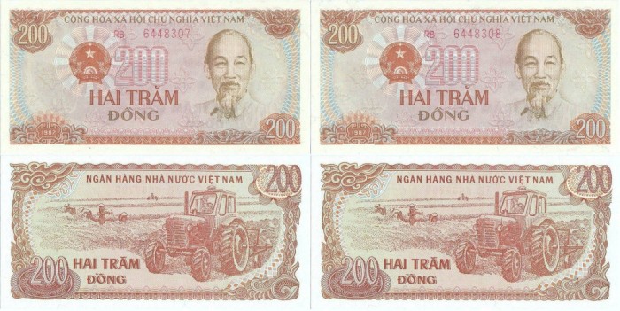 2 &times; 1987 , 200 đồng ( P-100b ) - Vietnam - stare UNC
