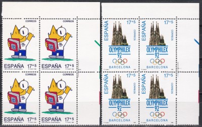 Spania 1992-J.O.Barcelona și Expo.Inter.de Filatelie OLYMPHILEX 92,Bloc de 4,MNH foto