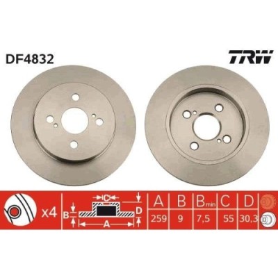 Set disc frana Toyota Iq ( J1) 11.08-12.15, Yaris ( P9) 01.05-12.14, Yaris / Vios Sedan ( P9) 08.05-12.13, Spate, 259X9mm, plin, TRW foto