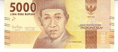 M1 - Bancnota foarte veche - Indonezia - 5000 rupii - 2016 foto